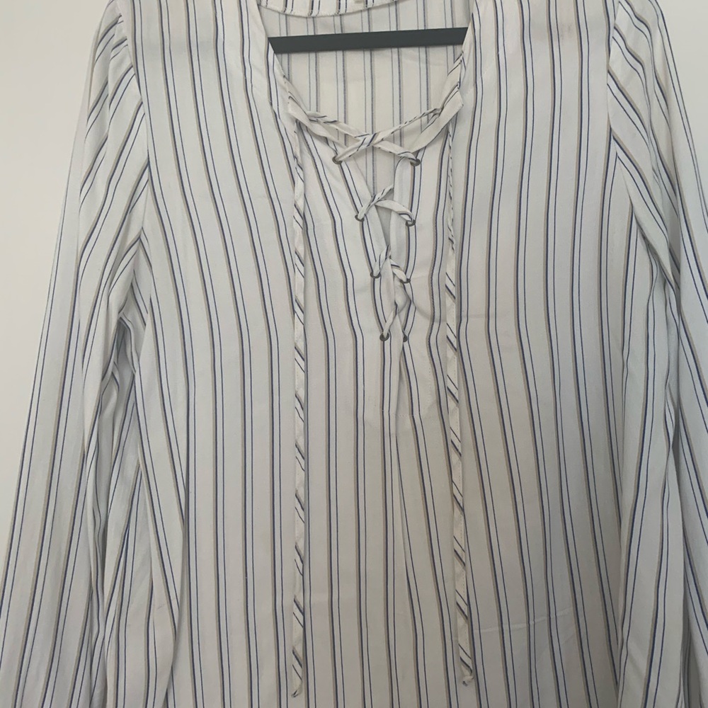 Wayf Stripe Top With Tie Front - image 3